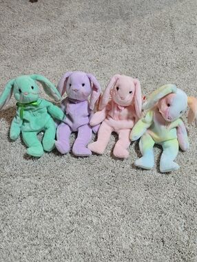 Ty Beanie Bunny Lot - Hippity, Hoppity, Floppity, Hippie